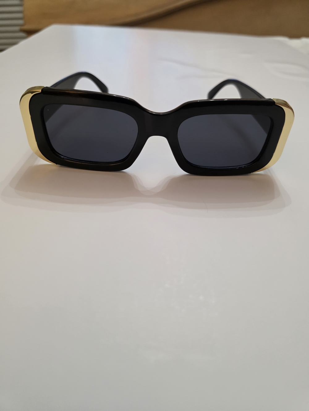 Black and Gold Rectangular Women's Sunglasses